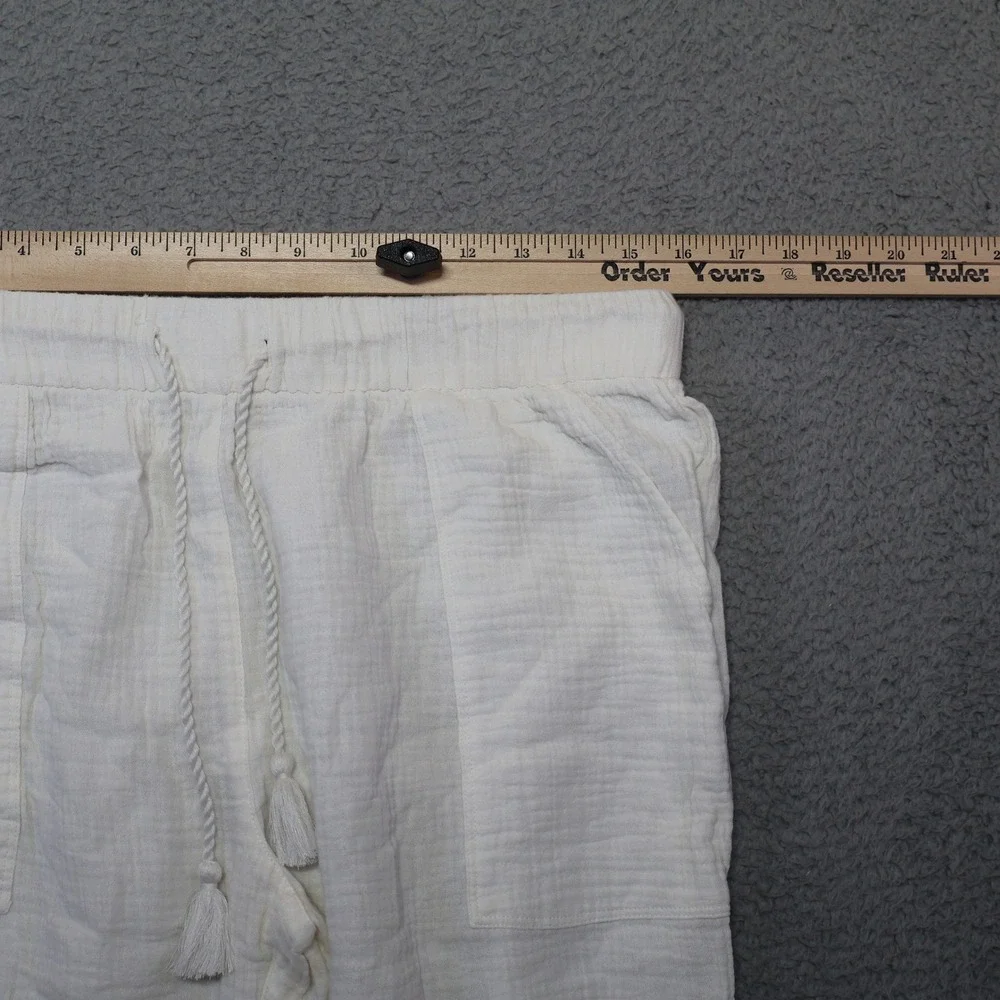 Madewell White Cotton Double Gauze Pull On Tassel Drawstring Pants Mens Medium